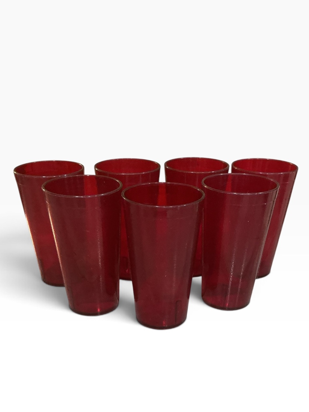 Set of 7 Vintage Carlisle Red Restaurant Tumblers 16 oz Retro Diner Cups